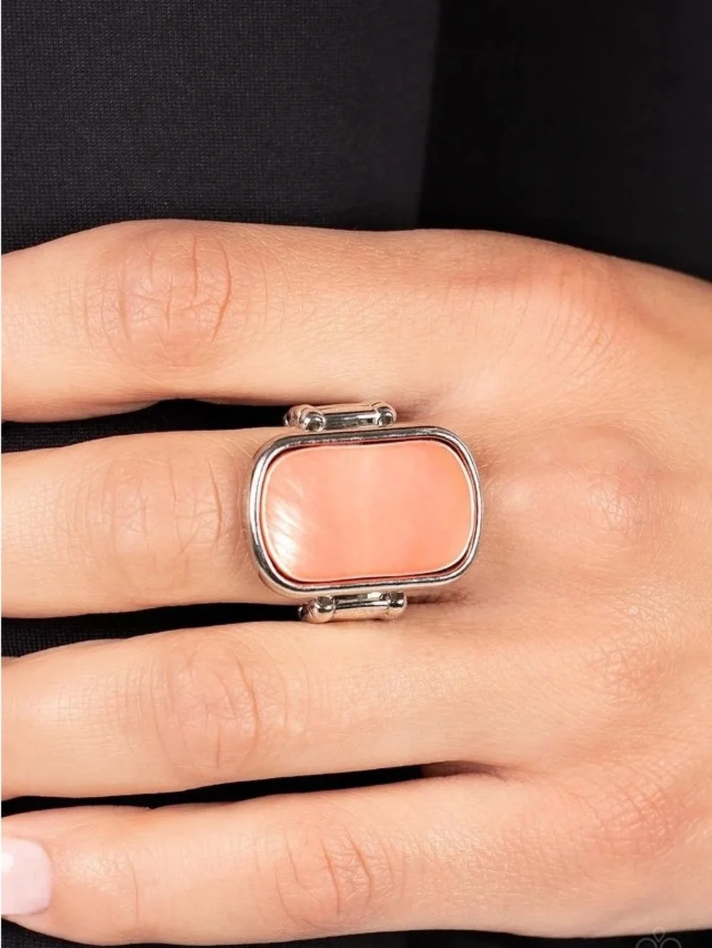 paparazzi Pink Coral Rectangle Silver Ring